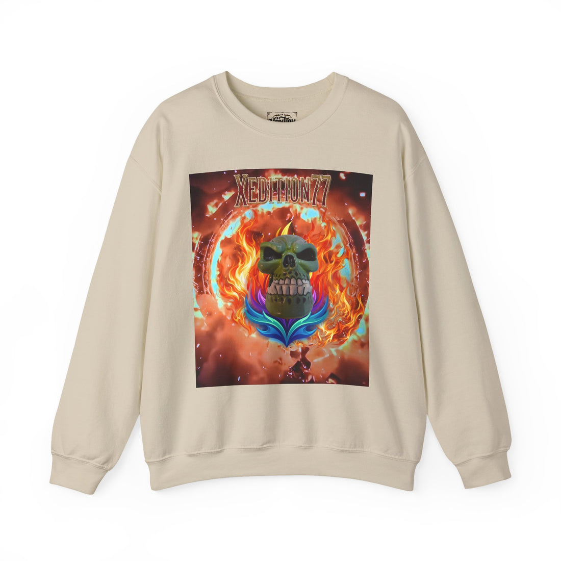 XEDITION77 Flaming Skull Crewneck Sweatshirt