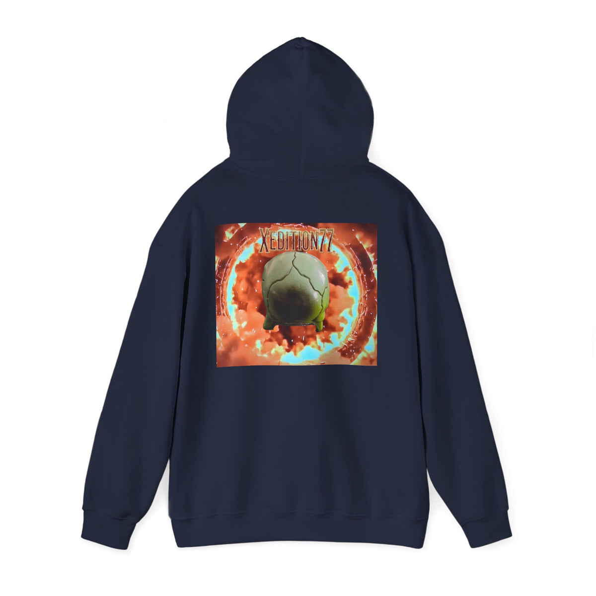 XEDITION77 Skull Flame Hoodie – Colorful Flaming Skull Graphic Pullover