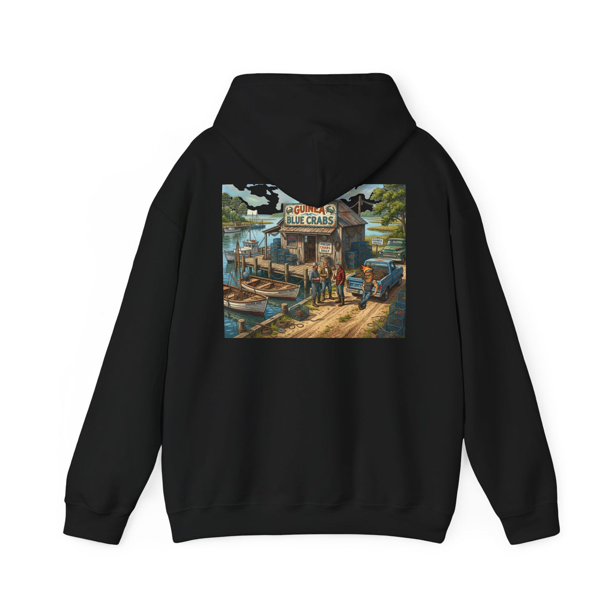 Xedition77 CRAB "POT" LIFE GUINEA VA. American Flag Vintage Hoodie Patriotic Distressed USA Sweatshirt