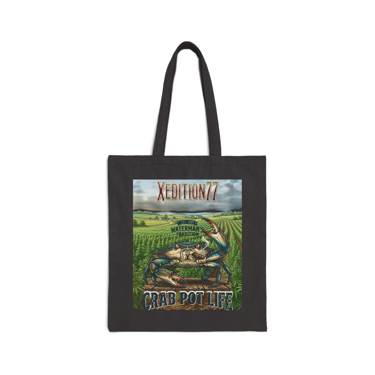 XEDITION77 "Crab Pot Life"Canvas Tote Bag , Eco-Friendly Grocery & Everyday Carry