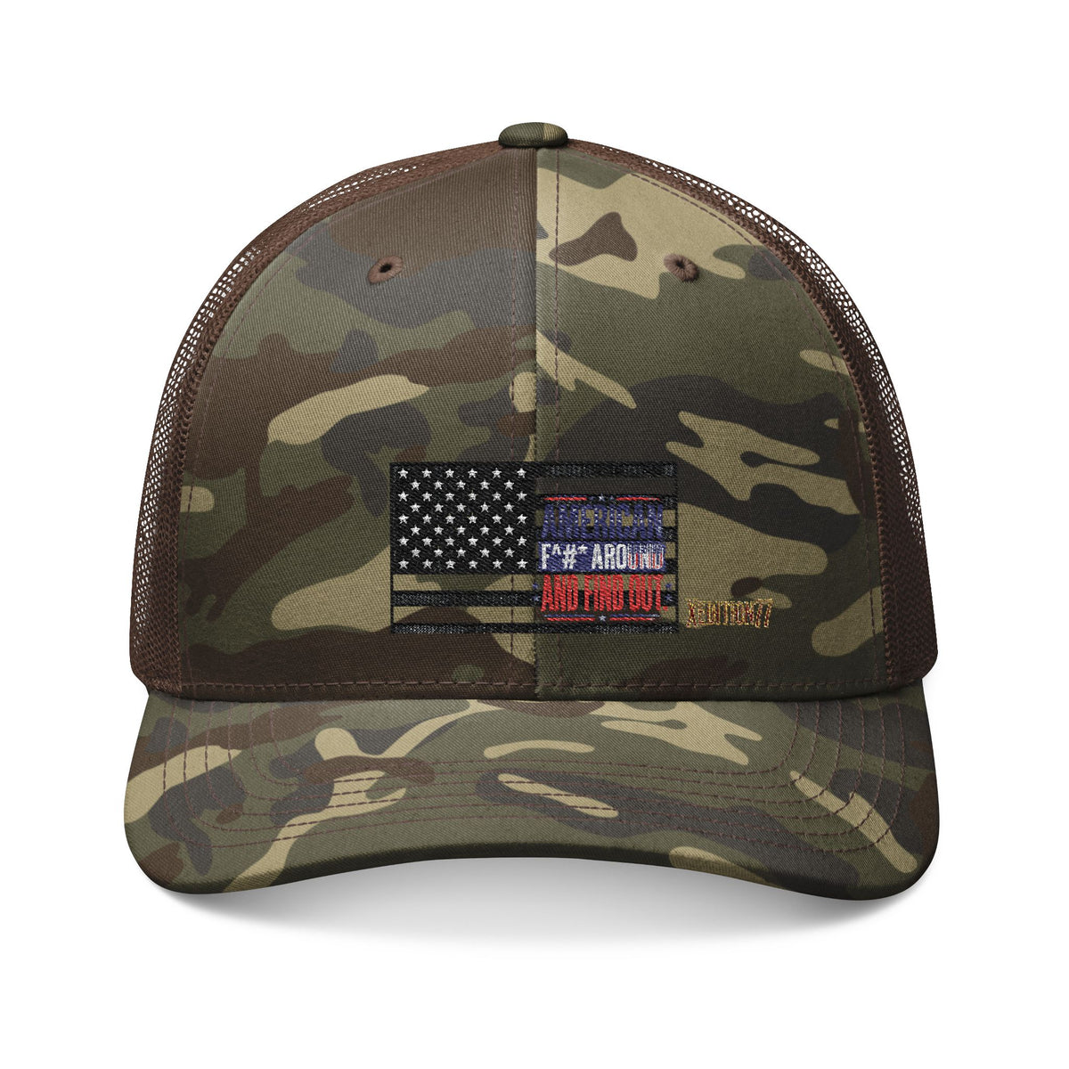 Xedition77 Camo DAD Hat — Embroidered American Flag Patch