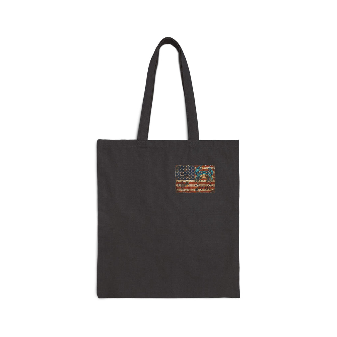 Xedition77 Guinea VA. CRAB" POT" LIFE Vintage American Flag Cotton Tote Bag — Small Patriotic Canvas Grocery Tote