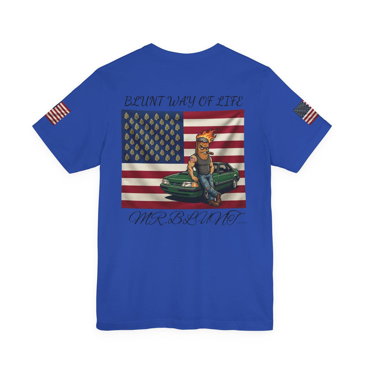 MR.Blunt/Blunt Way of Life American Flag Muscle Car Illustration Tee