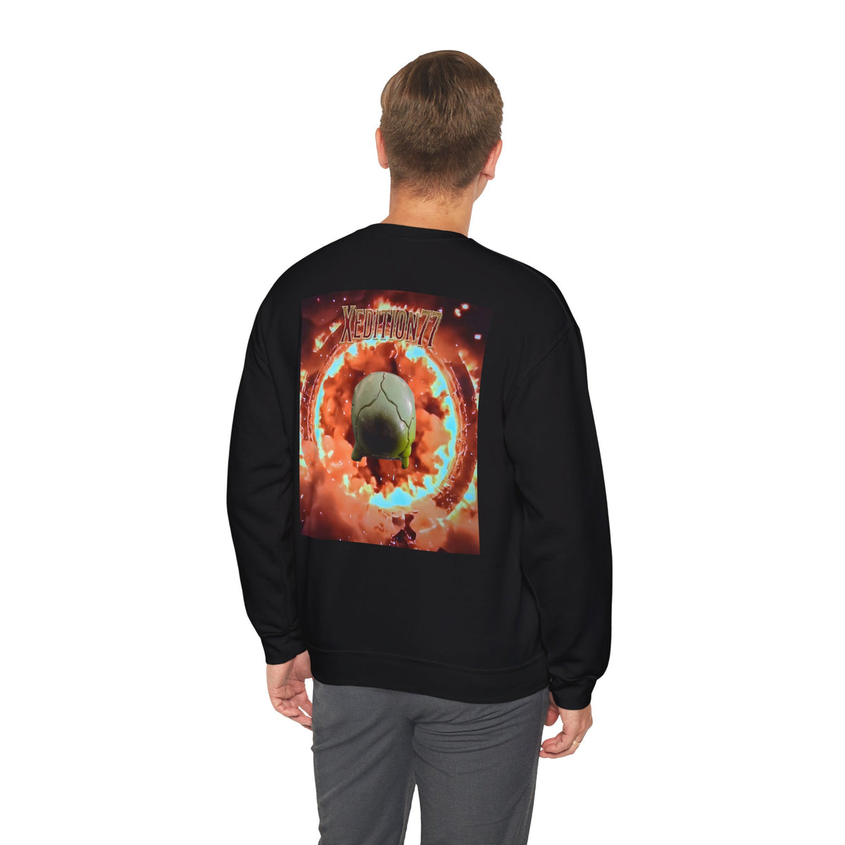 XEDITION77 Flaming Skull Crewneck Sweatshirt