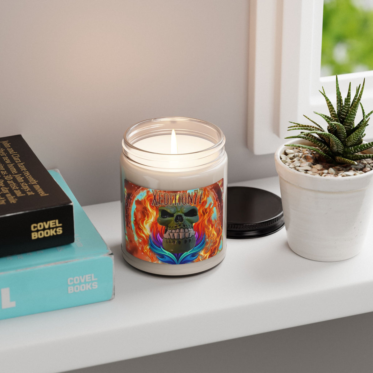 Skull Flame Soy Candle — 9oz Scented Jar ("XEDITION77")