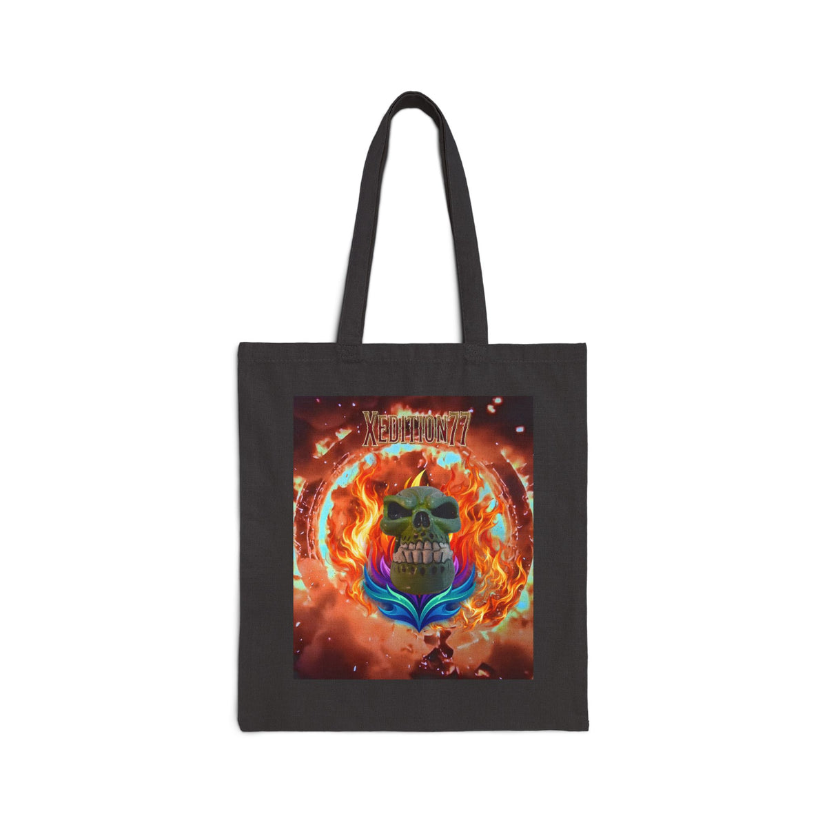 XEDITION77 Skull Flame Canvas Tote Bag