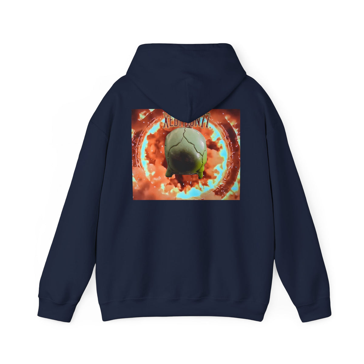 XEDITION77 Skull Flame Hoodie – Colorful Flaming Skull Graphic Pullover