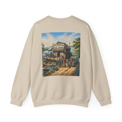 Xedition77 CRAB"POT" LIFE GUINEA VA.American Flag Chest Patch Crewneck Sweatshirt