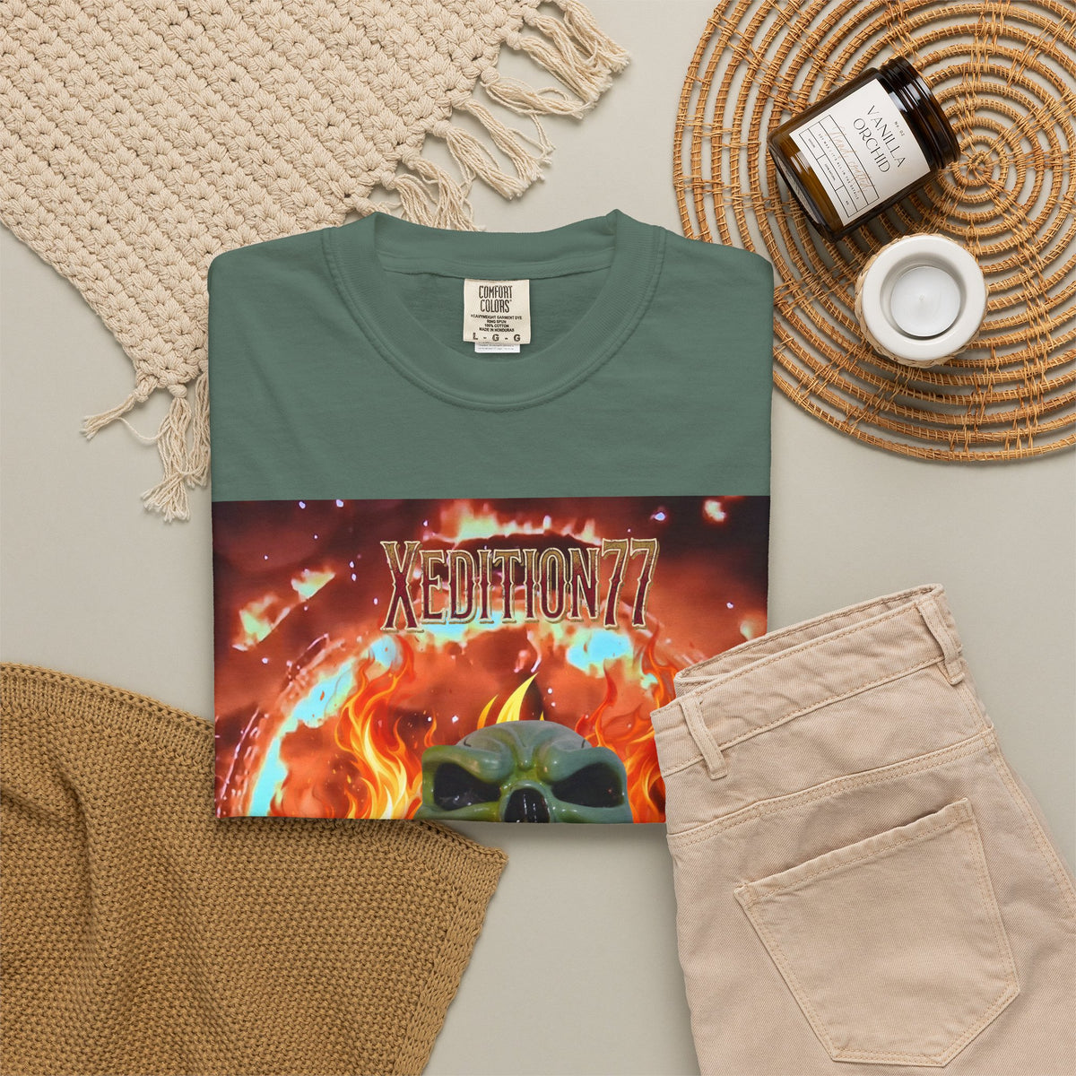 XEDITION77 Skull Flame Graphic T-Shirt
