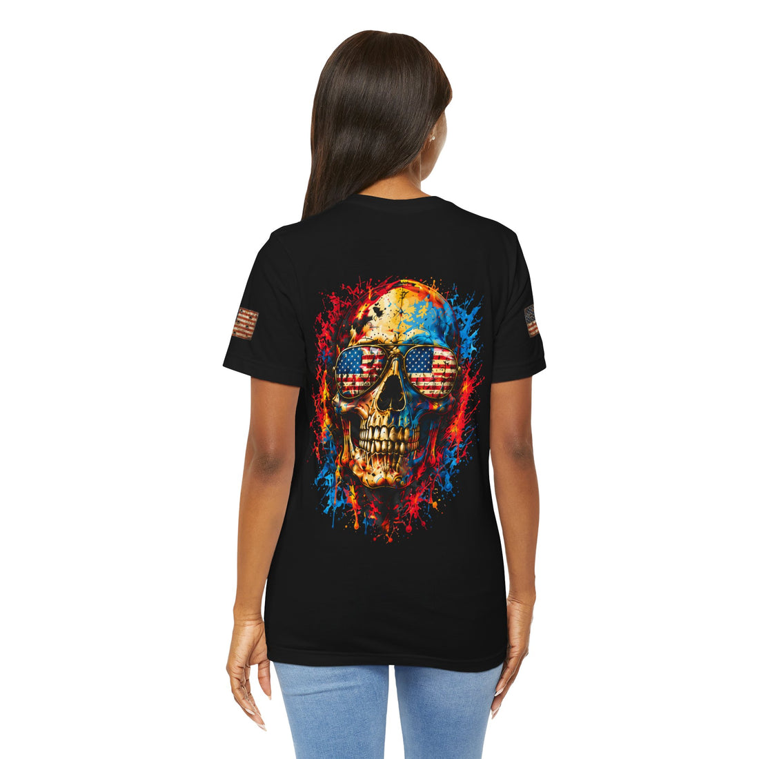 American Flag Pocket T‑Shirt — Rustic USA Patriot Tee with ‘All Veterans’ Text