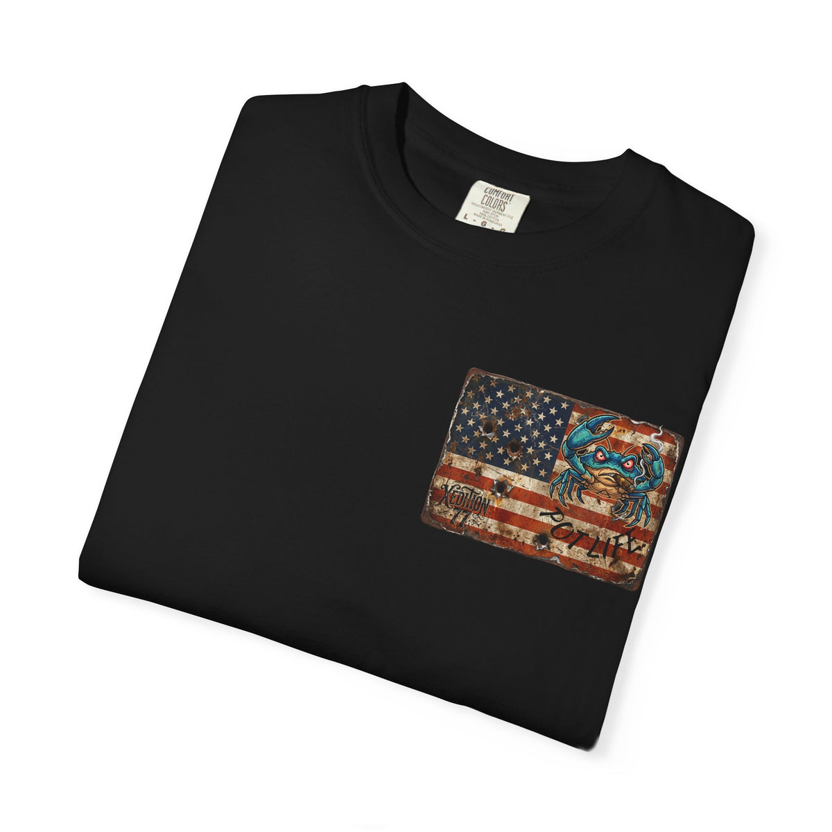 Xedition77 GUINEA VA.Blue Crab Shack T-Shirt  Coastal Fishing Dock Graphic Tee