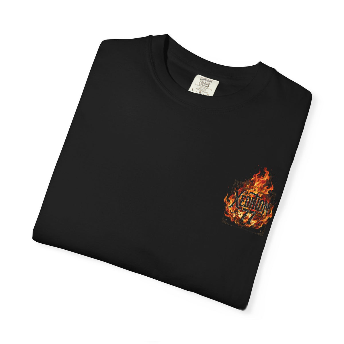 "Xedition77  Flaming Skull Graphic Tee   Back Print