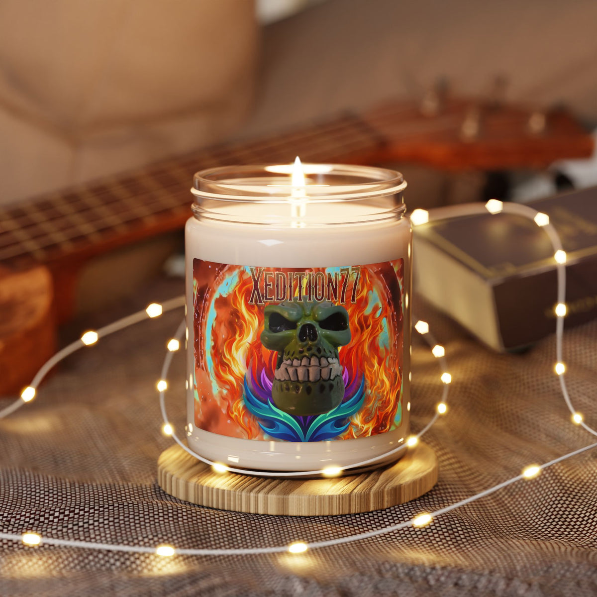 Skull Flame Soy Candle — 9oz Scented Jar ("XEDITION77")