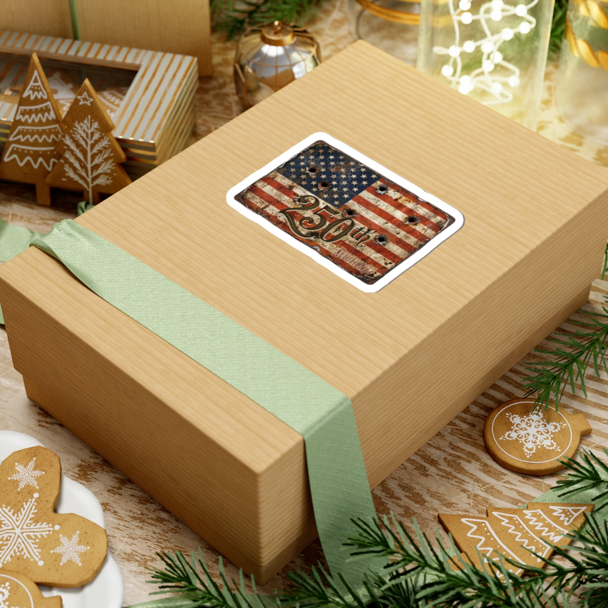 250th  Vintage Bullet-Hole American Flag Sticker