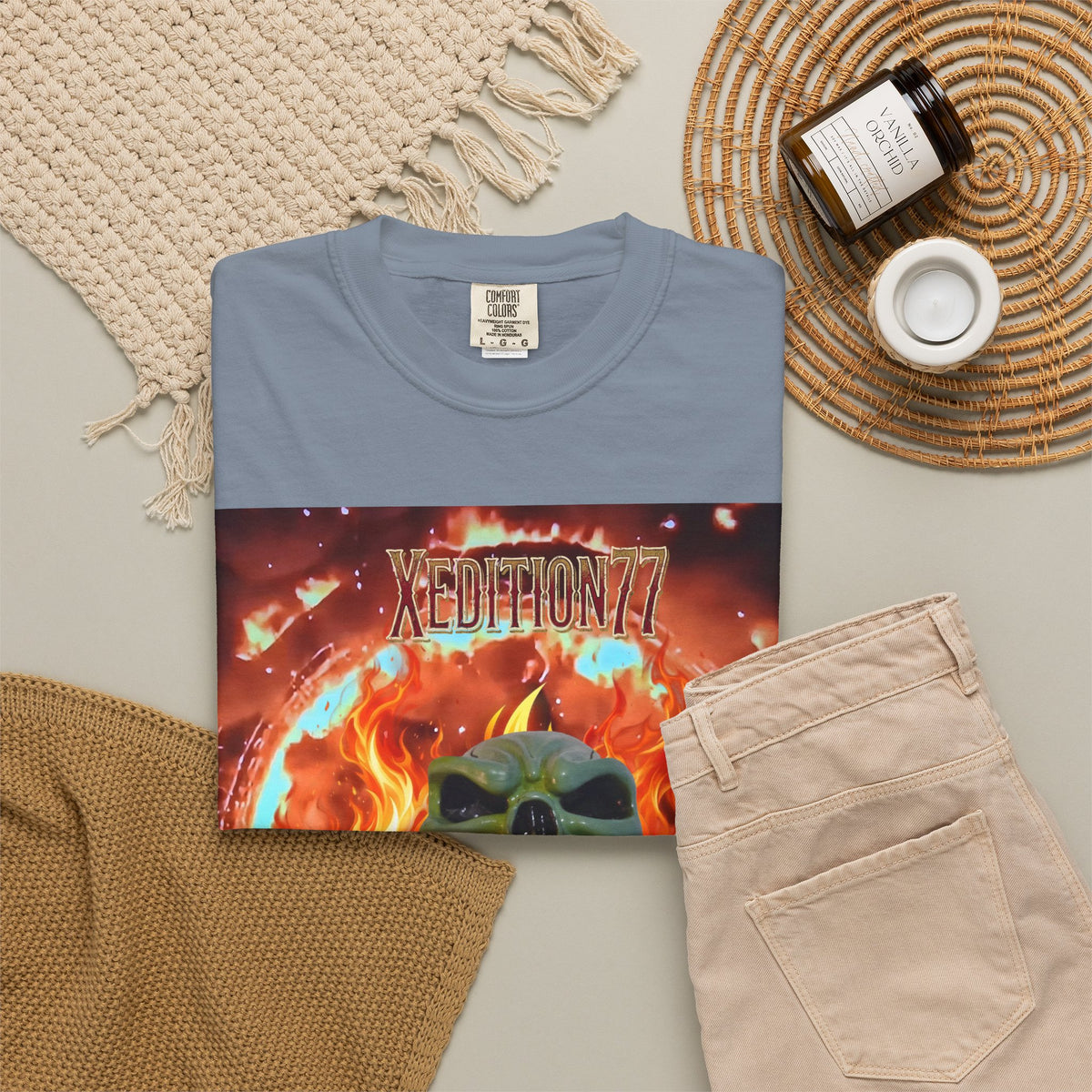 XEDITION77 Skull Flame Graphic T-Shirt