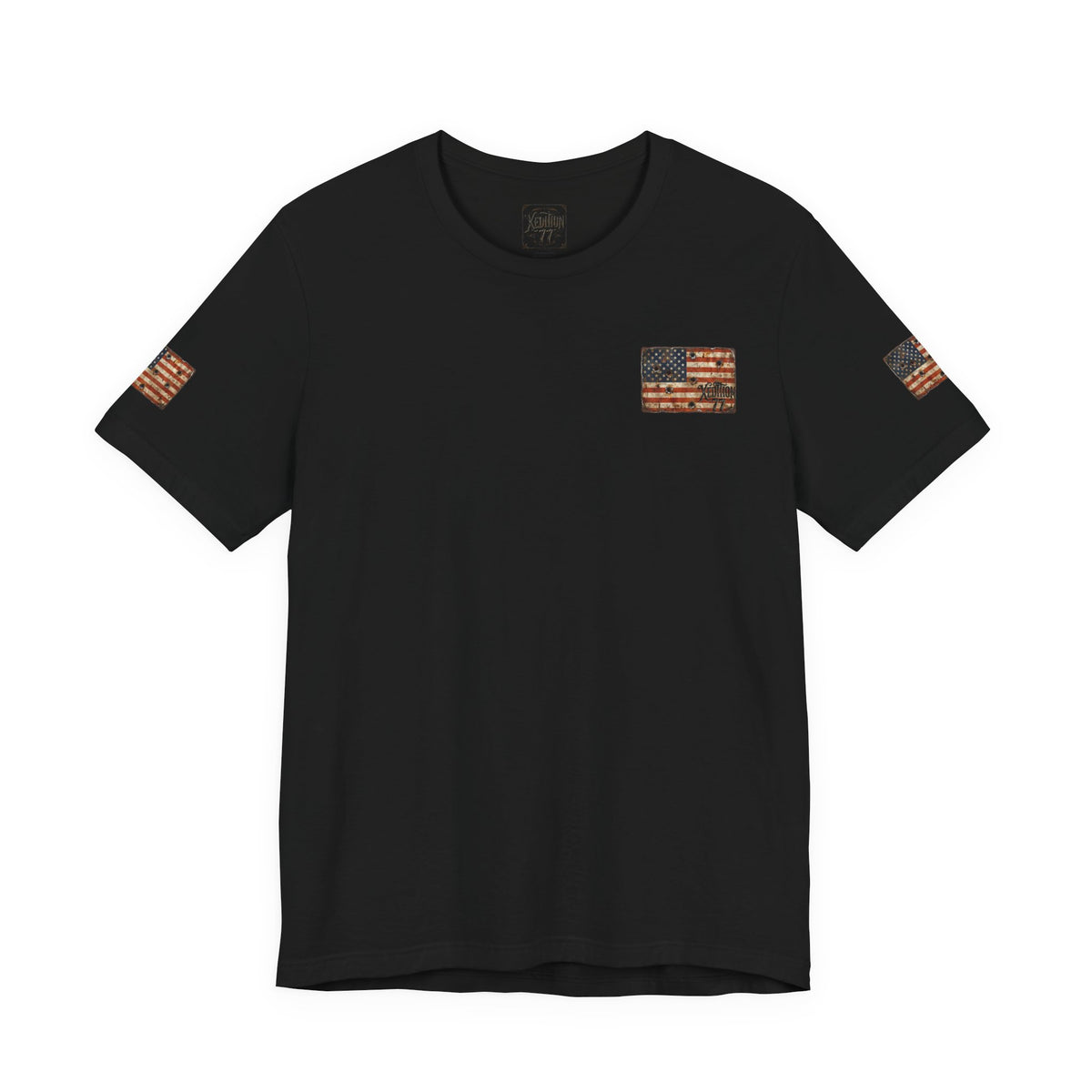 XEDITION77 "Crab Pot Life"American Flag Chest Pocket T‑Shirt