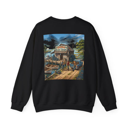 Xedition77 CRAB"POT" LIFE GUINEA VA.American Flag Chest Patch Crewneck Sweatshirt