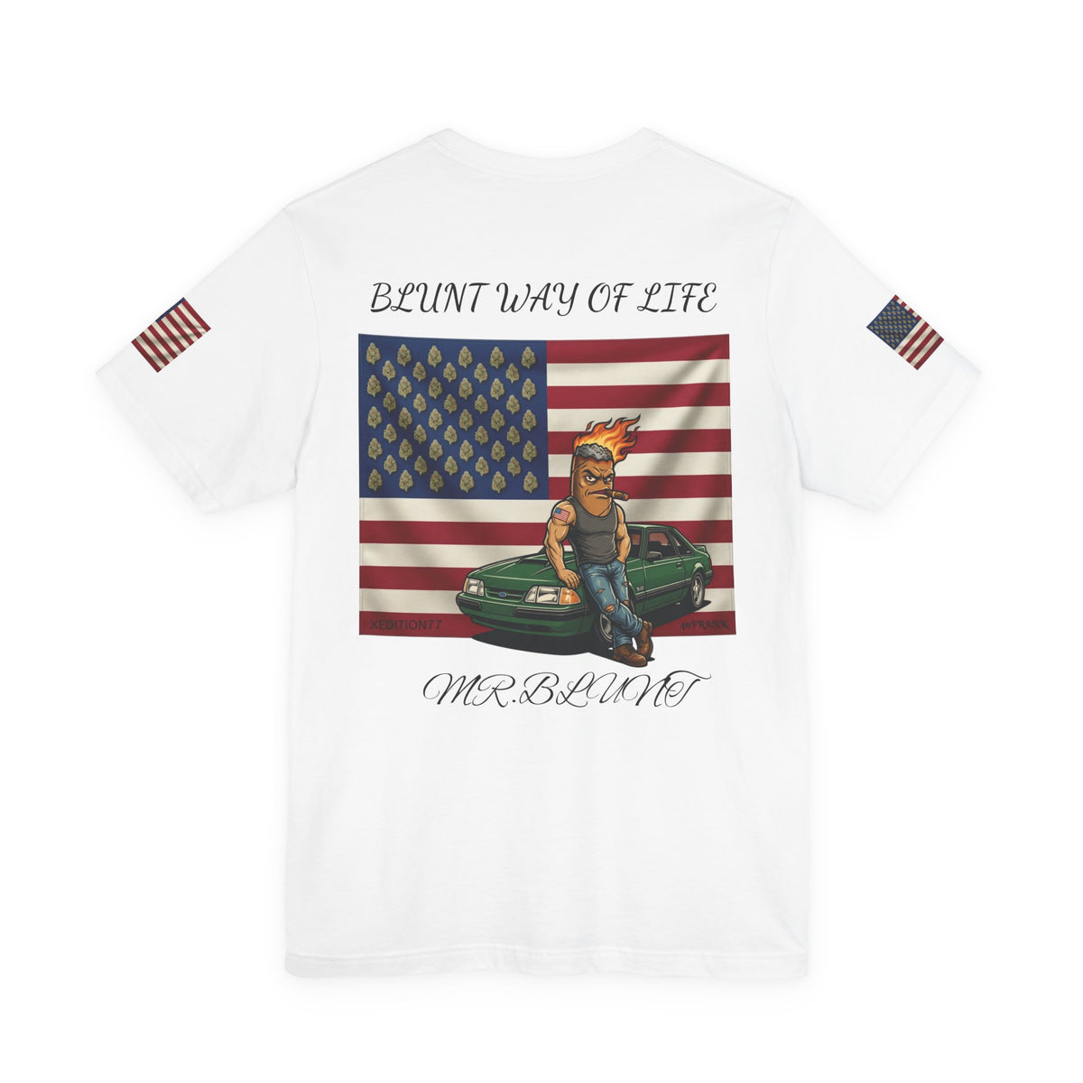 MR.BLUNT WAY OF LIFE Patriotic  Graphic Tee — American Flag Car Design