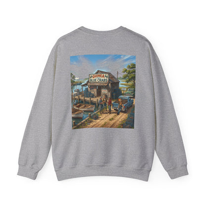 Xedition77 CRAB"POT" LIFE GUINEA VA.American Flag Chest Patch Crewneck Sweatshirt