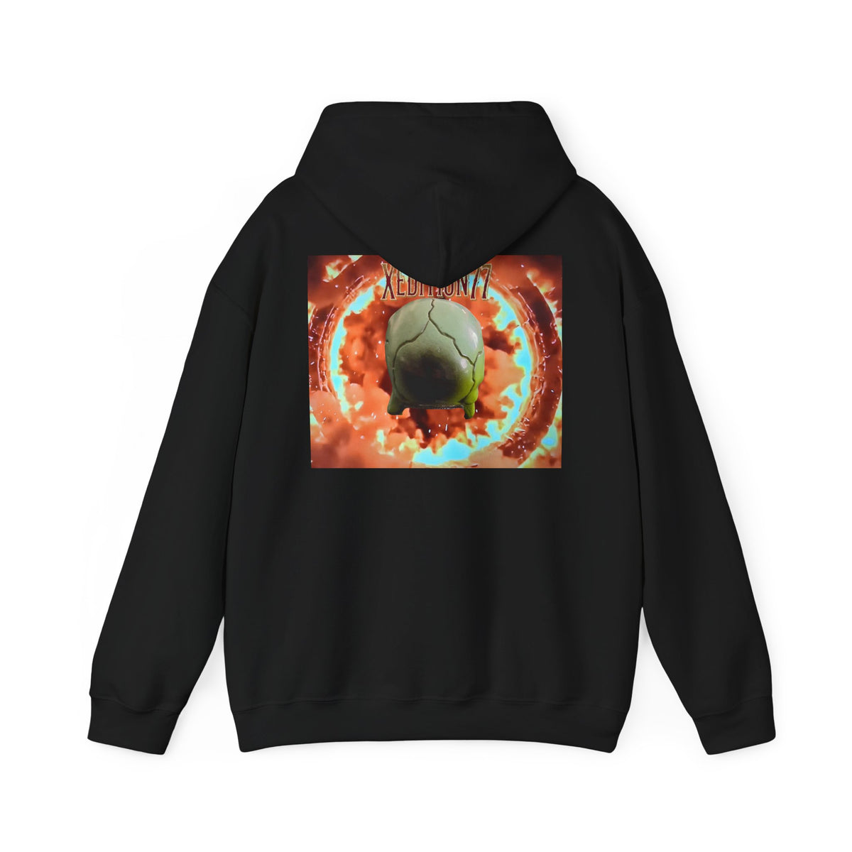 XEDITION77 Skull Flame Hoodie – Colorful Flaming Skull Graphic Pullover