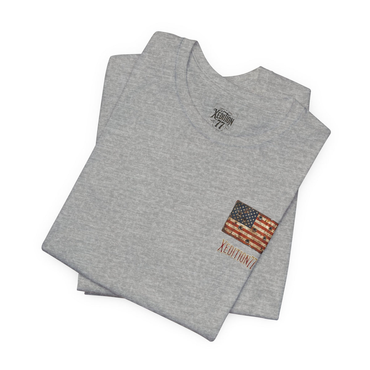 American Flag Pocket T‑Shirt — Rustic USA Patriot Tee with ‘All Veterans’ Text