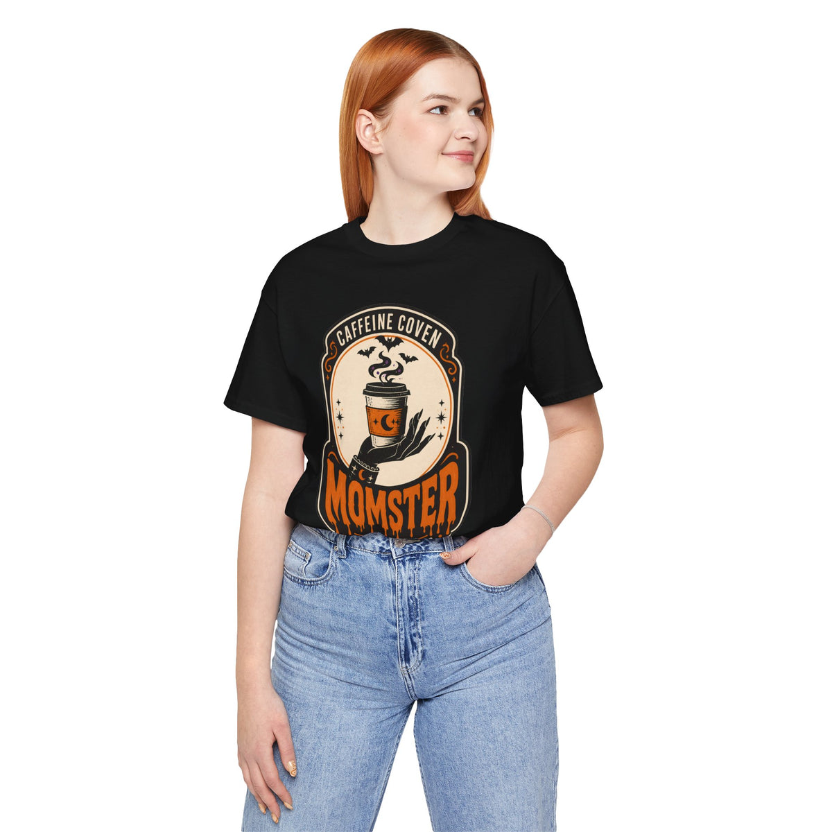 Momster Caffeine Coven Tee | Halloween Mom Retro Pumpkin Coffee