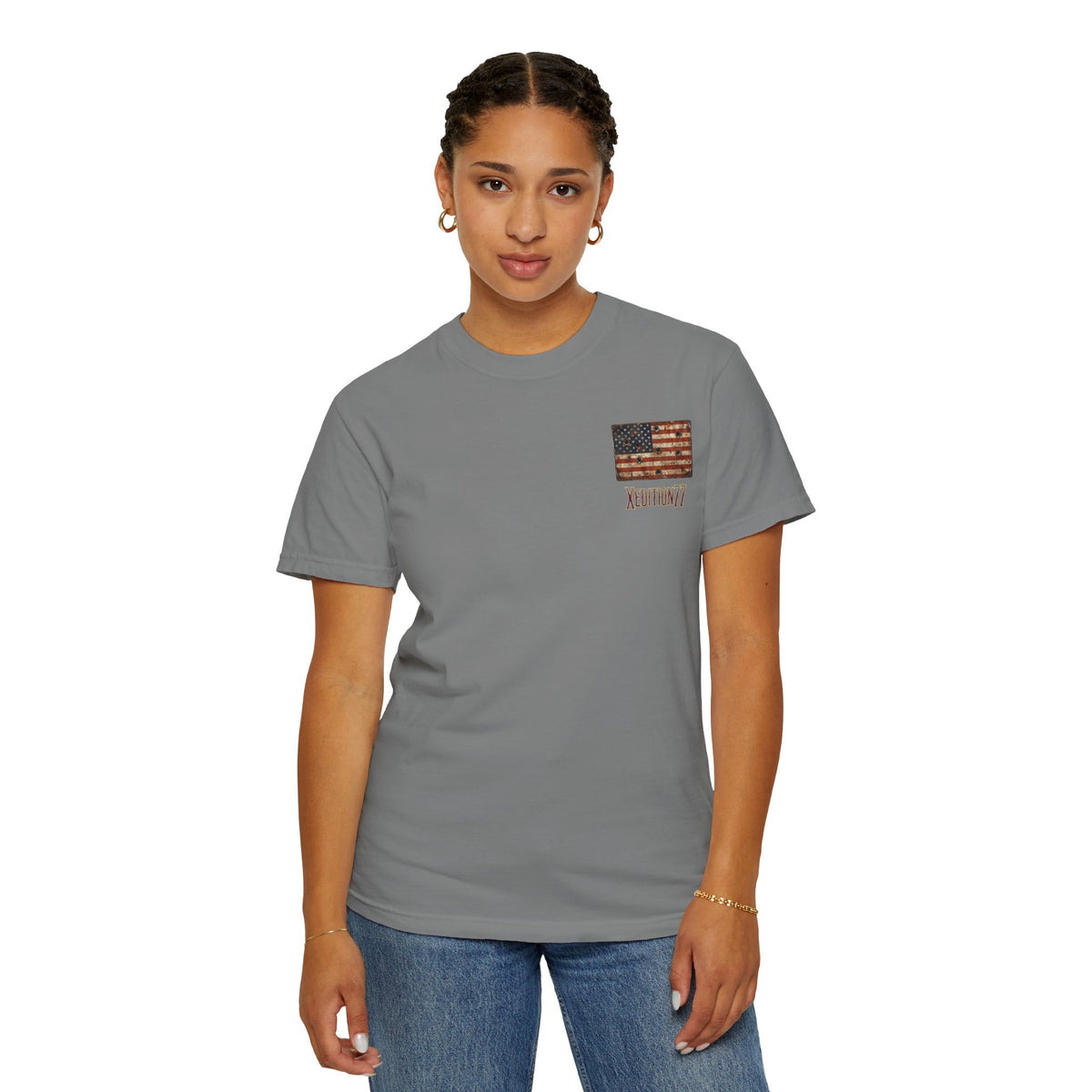 American Flag Skull T-Shirt — Patriotic Skull Tee with Flag Sunglasses