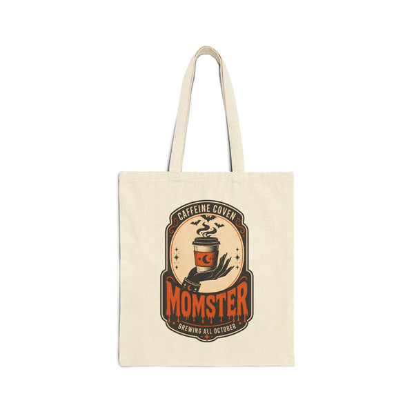 Momster Halloween Momster Tote | Caffeine Coven spooky retro bat graphic