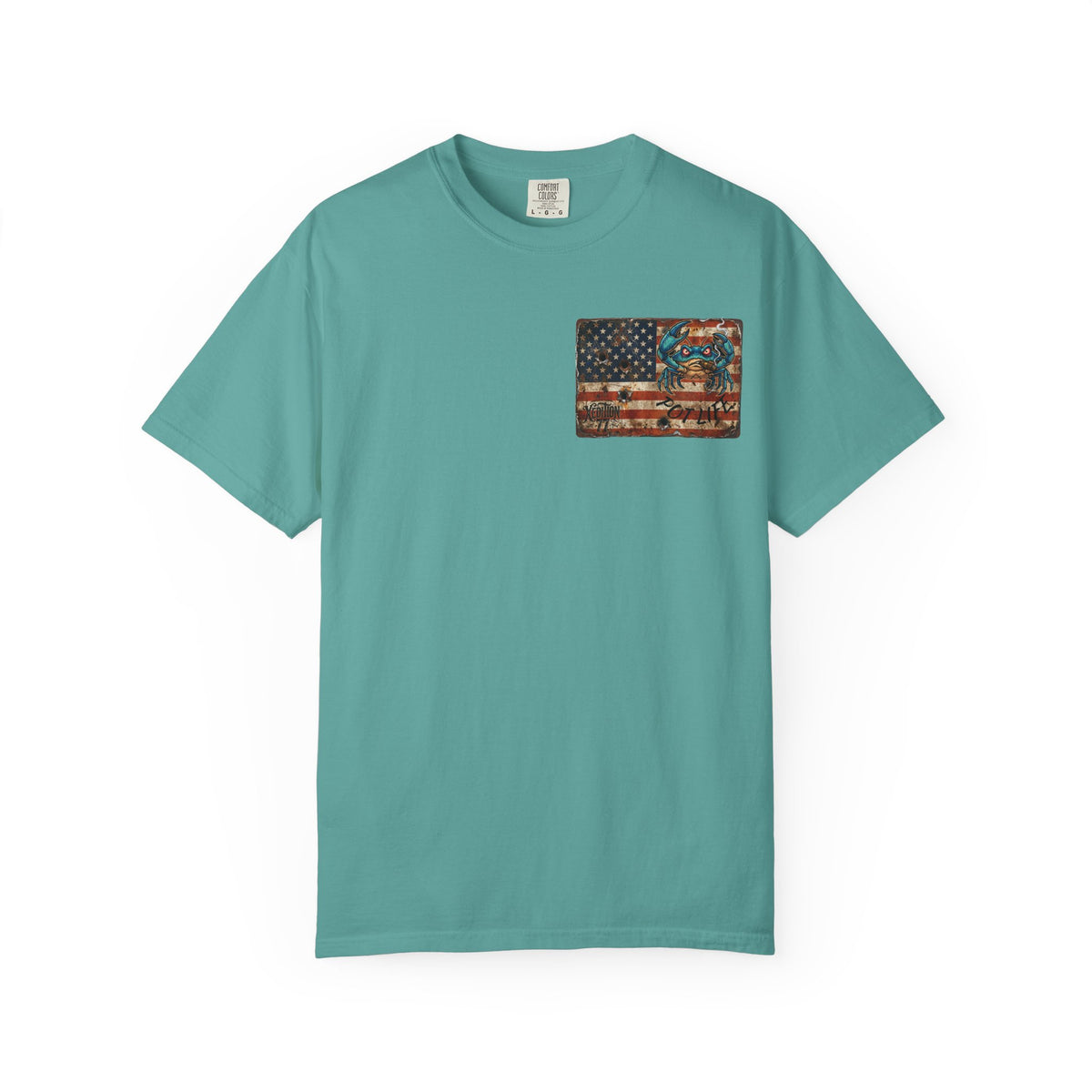 Xedition77 GUINEA VA.Blue Crab Shack T-Shirt  Coastal Fishing Dock Graphic Tee