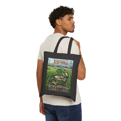 XEDITION77 "Crab Pot Life"Canvas Tote Bag , Eco-Friendly Grocery &amp; Everyday Carry