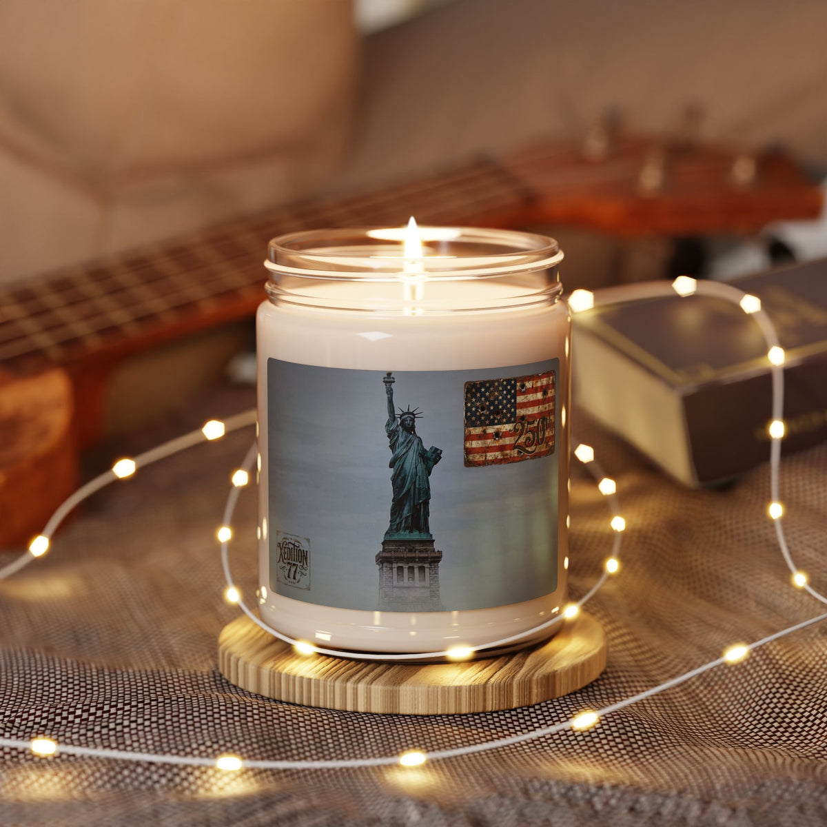 Liberty Mist 9oz Soy Candle — Statue of Liberty &amp; American Flag Scented Candle