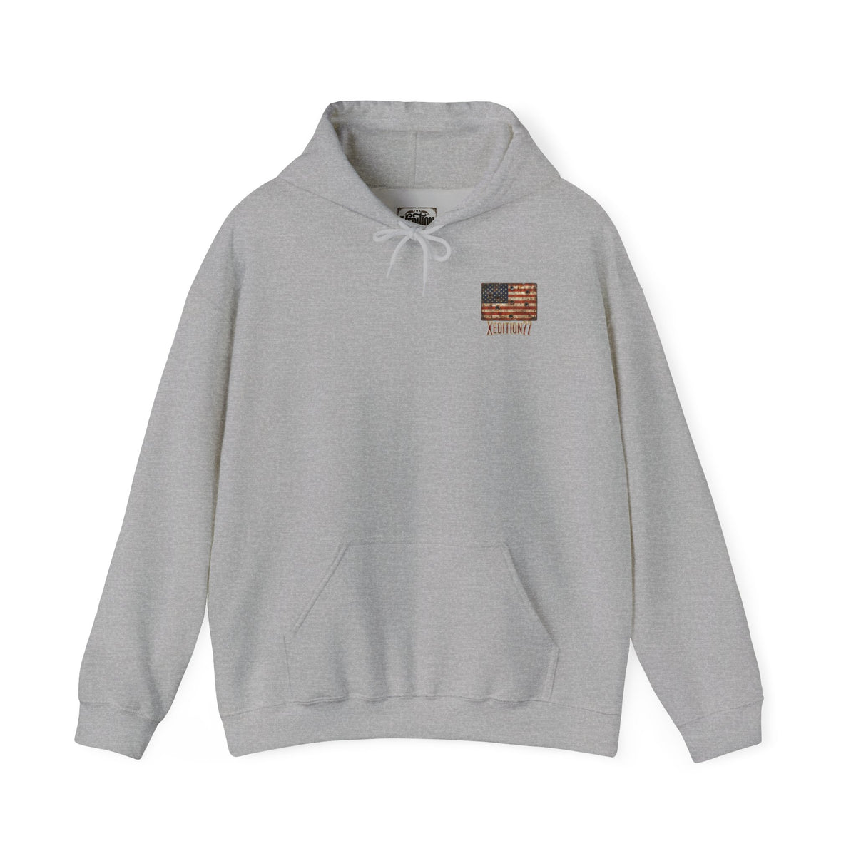 Hoodie — Small Brick American Flag Chest Print
