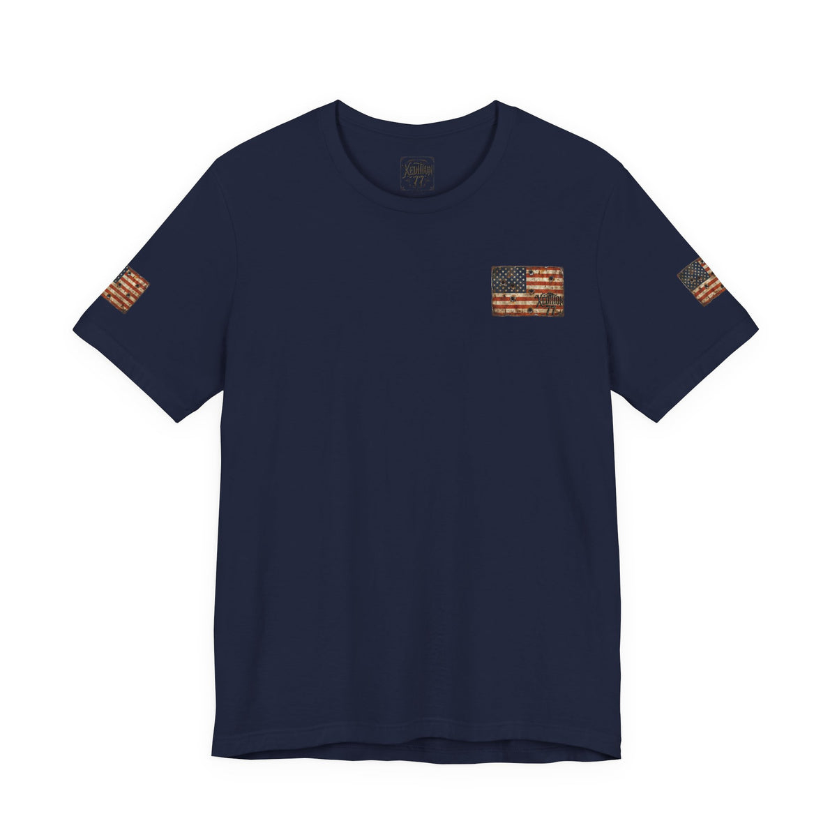 XEDITION77 "Crab Pot Life"American Flag Chest Pocket T‑Shirt