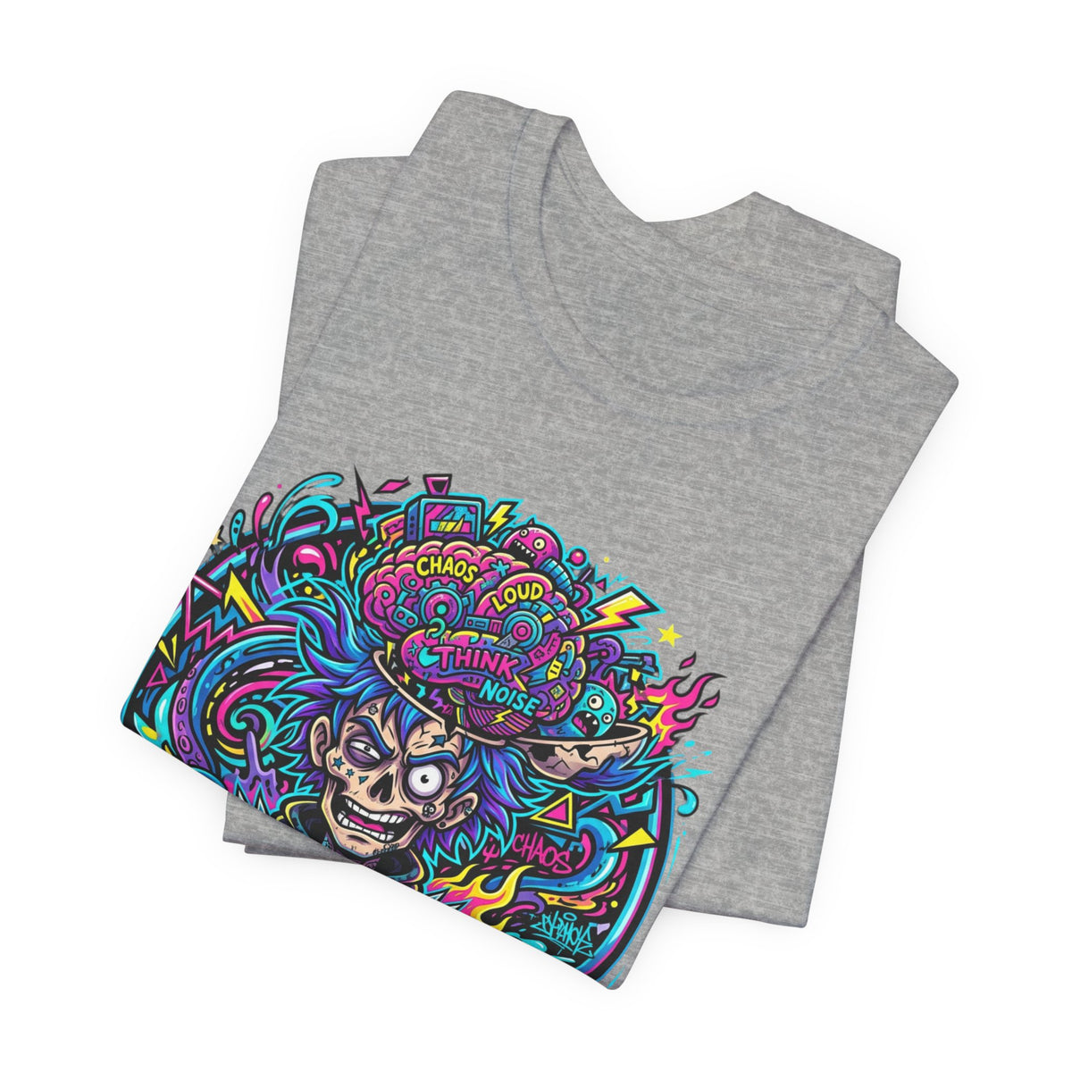 Skull &amp; Brain Graphic Tee — "I Miss the Voices in My Head" Psychedelic T-Shirt