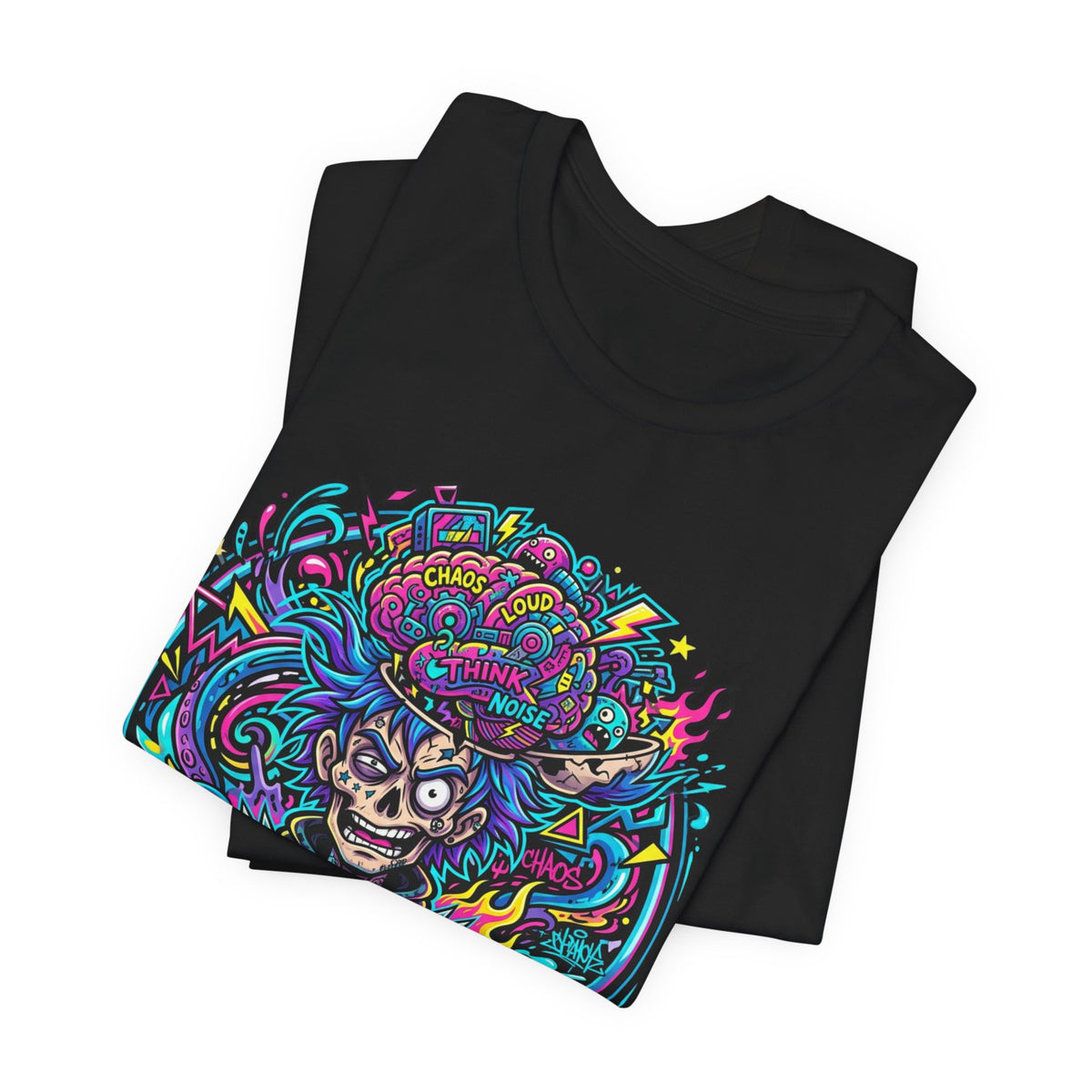 Skull &amp; Brain Graphic Tee — "I Miss the Voices in My Head" Psychedelic T-Shirt