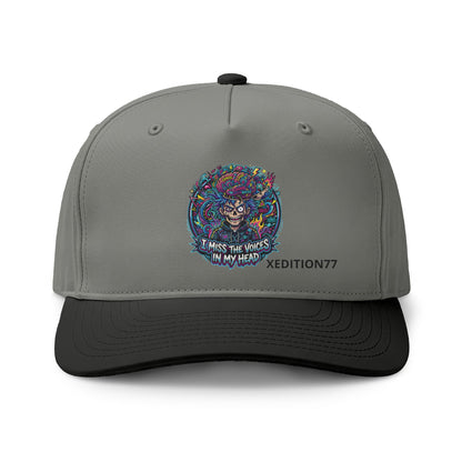 Colorful Psychedelic Tiger Cap — "I Hear the Voices in My Head" Embroidered Two-Tone Hat