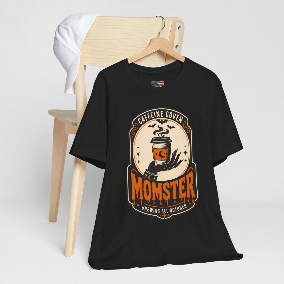 Momster Caffeine Coven Tee | Halloween Mom Retro Pumpkin Coffee