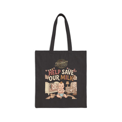 "Breast cancer awareness" Help Save Our Milk Canvas Tote Bag