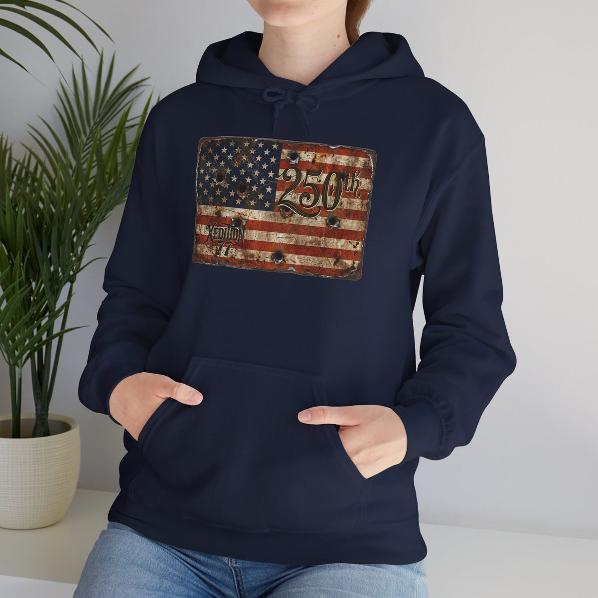 Patriotic Rustic American Flag Hoodie  God Bless America Graphic