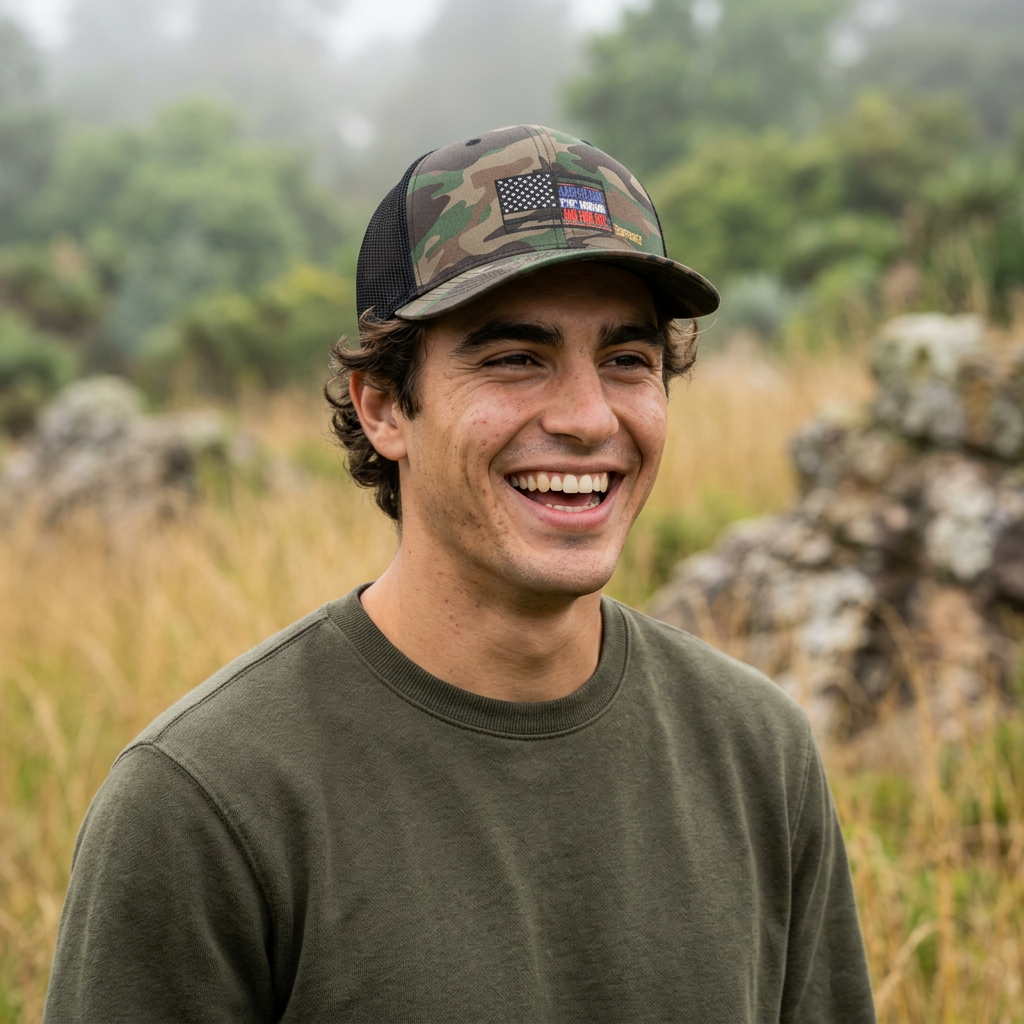 Xedition77 Camo DAD Hat — Embroidered American Flag Patch
