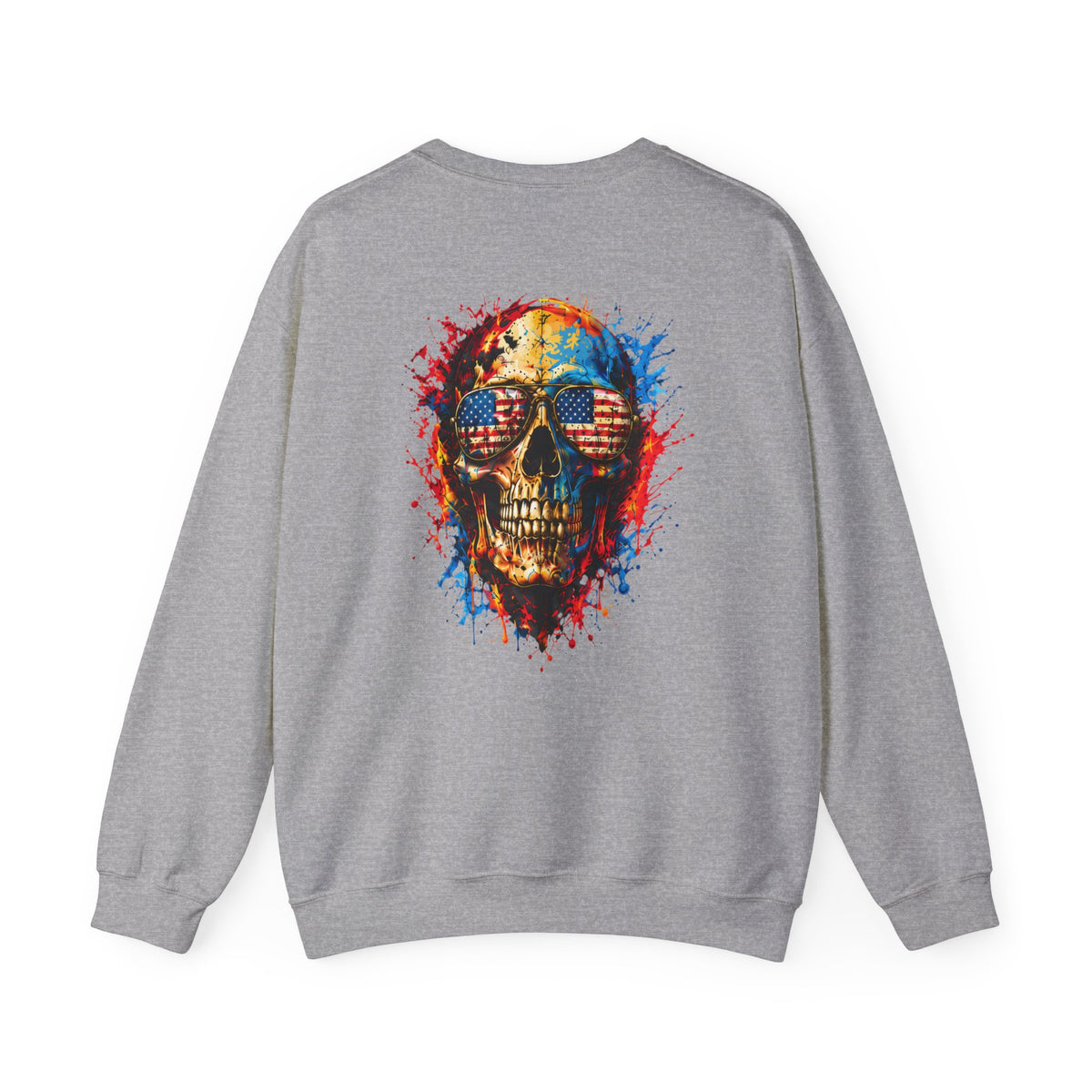 Crewneck Sweatshirt — Distressed American Flag "ADVENTURE" Chest Graphic