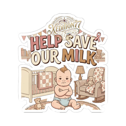 Help Save Our Milk Cut Sticker — Breast Cancer Awareness Baby Sticker