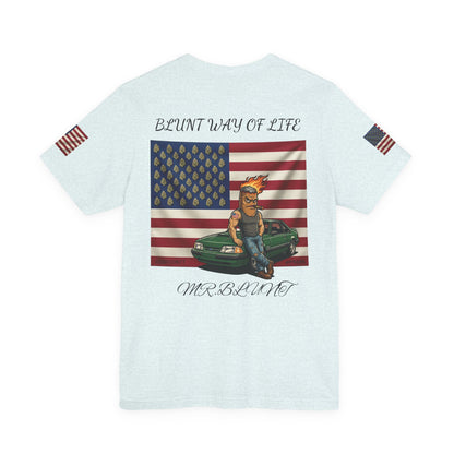 MR.BLUNT WAY OF LIFE Patriotic  Graphic Tee — American Flag Car Design