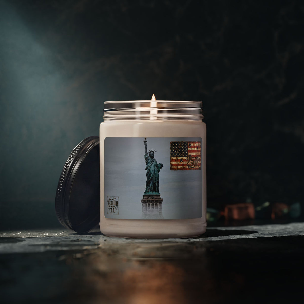 Liberty Mist 9oz Soy Candle — Statue of Liberty &amp; American Flag Scented Candle