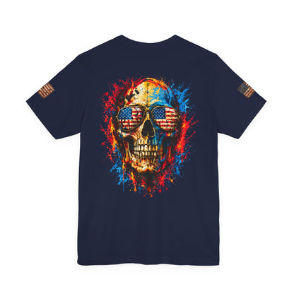 American Flag Pocket T‑Shirt — Rustic USA Patriot Tee with ‘All Veterans’ Text