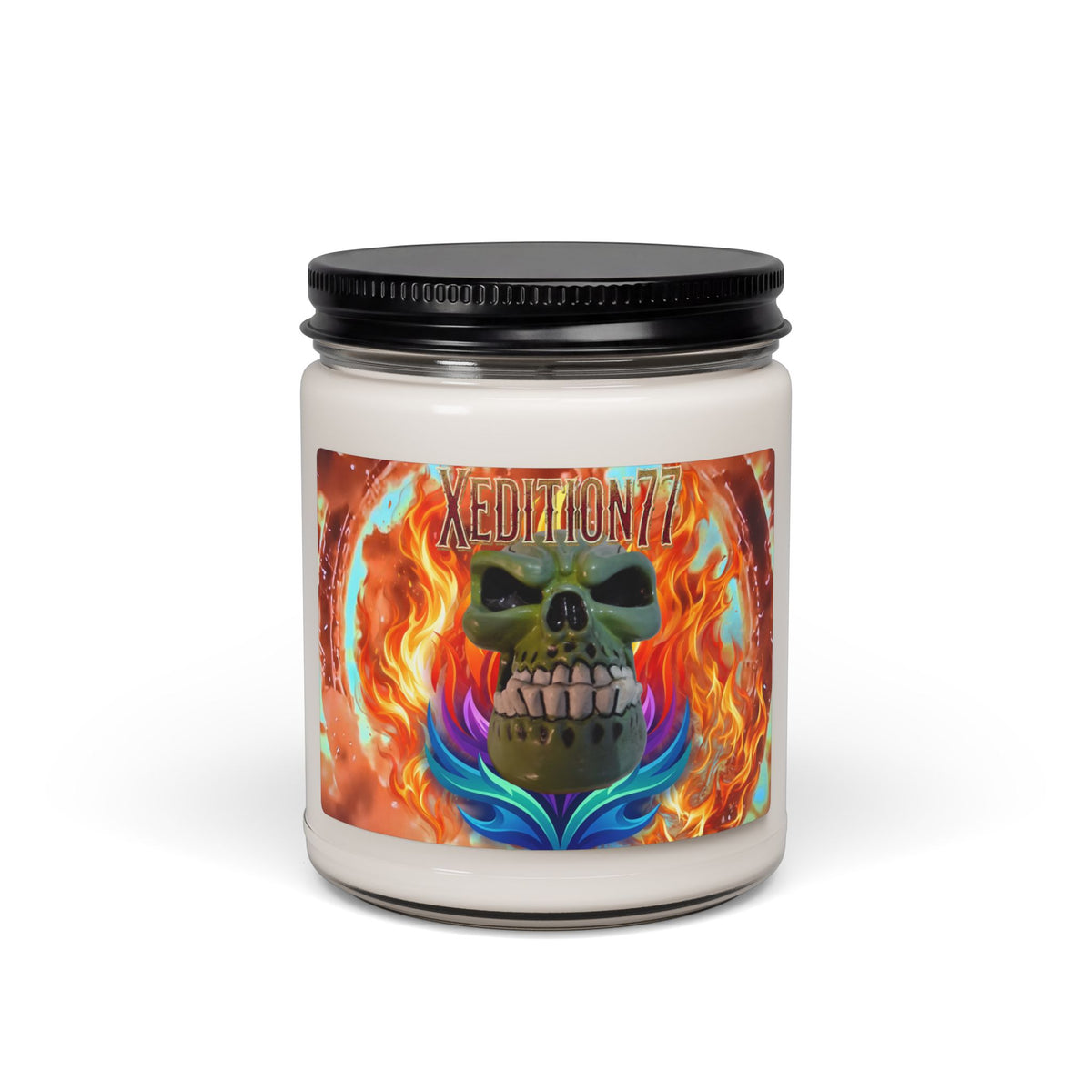 Skull Flame Soy Candle — 9oz Scented Jar ("XEDITION77")