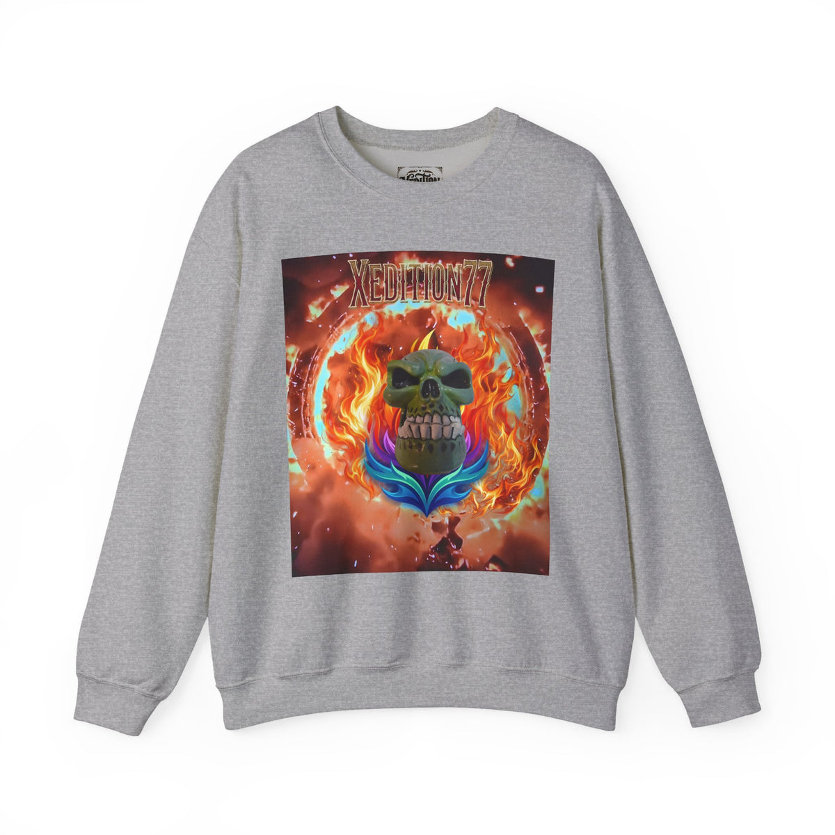 XEDITION77 Flaming Skull Crewneck Sweatshirt