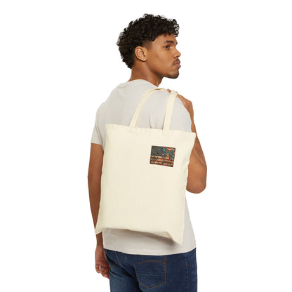Xedition77 Guinea VA. CRAB" POT" LIFE Vintage American Flag Cotton Tote Bag — Small Patriotic Canvas Grocery Tote
