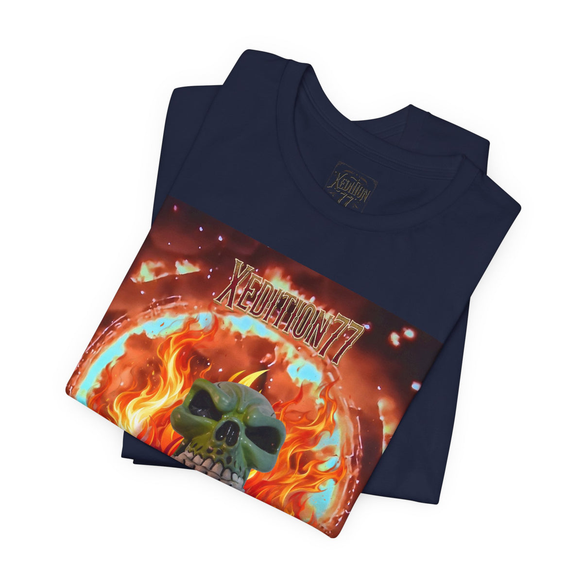 XEDITION77 Flaming Skull Graphic Tee
