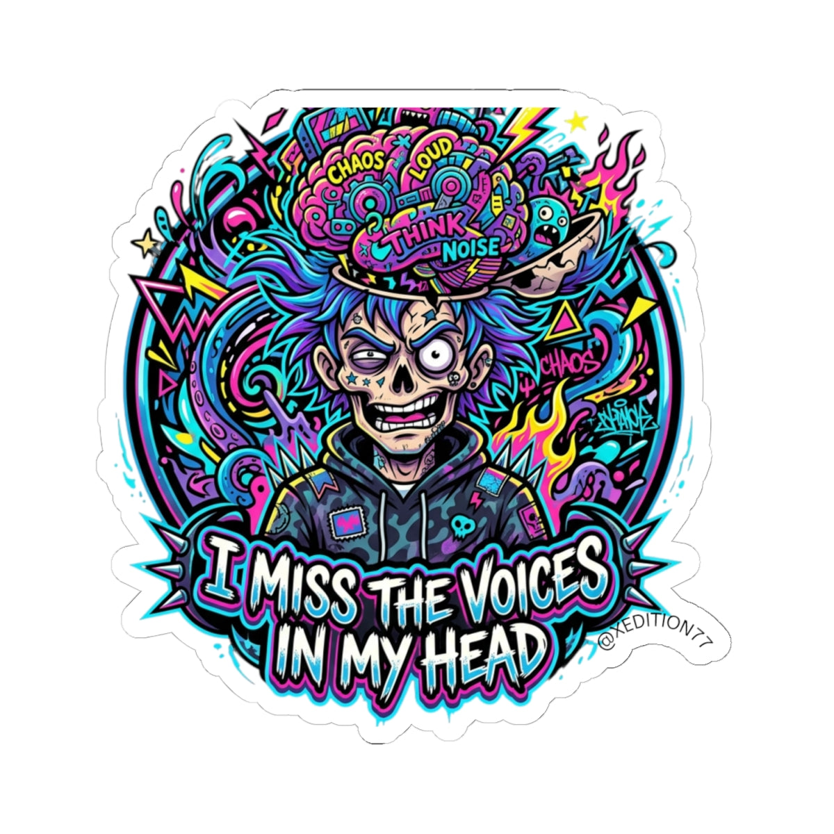 Sticker - “I Miss the Voices in My Head” Psychedelic Chaos Sticker
